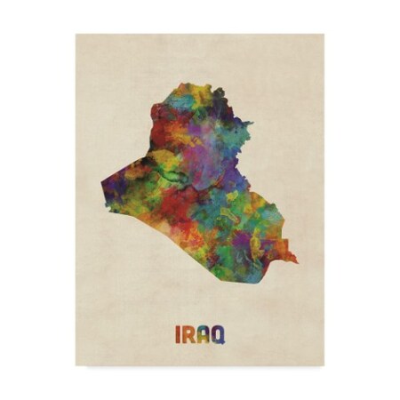 Trademark Fine Art Michael Tompsett 'Iraq Watercolor Map' Canvas Art, 18x24 MT02256-C1824GG
